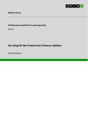 Cover-Bild zum Titel 'Der Begriff der Freiheit bei Thomas Hobbes' von 'Mathias Kunz'