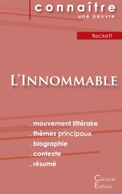 Fiche de lecture L'Innommable de Samuel Beckett (Analyse littéraire de référence et résumé complet) - Samuel Beckett