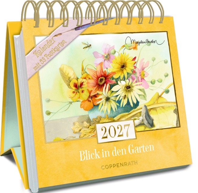 Kalender mit 53 Postkarten 2027 - Blick in den Garten - 