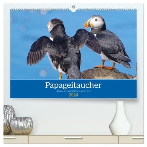 Papageitaucher - Clowns der nordischen Vogelwelt (hochwertiger Premium Wandkalender 2024 DIN A2 quer), Kunstdruck in Hochglanz - Reinhard Pantke