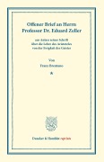 Cover-Bild zum Titel 'Offener Brief an Herrn Professor Dr. Eduard Zeller' von 'Franz Brentano'