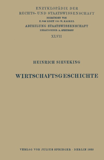 Wirtschaftsgeschichte - Heinrich Sieveking