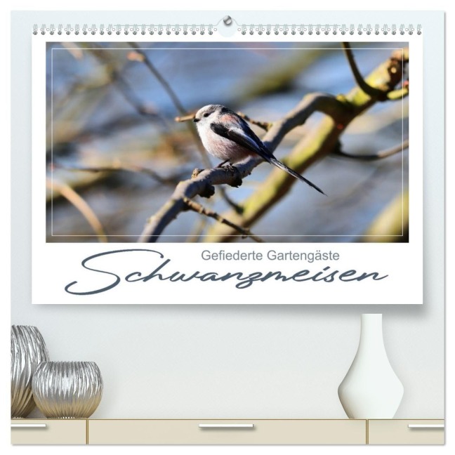 Gefiederte Gartengäste, Schwanzmeisen (hochwertiger Premium Wandkalender 2026 DIN A2 quer), Kunstdruck in Hochglanz - 