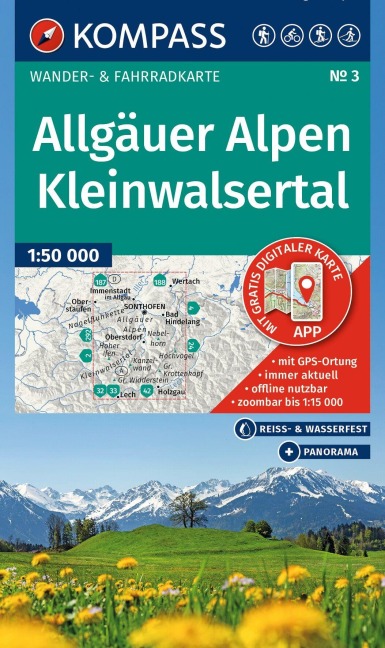KOMPASS Wanderkarte 3 Allgäuer Alpen, Kleinwalsertal 1:50.000 - 