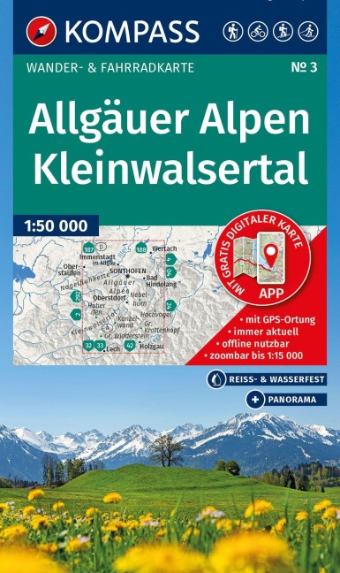 KOMPASS Wanderkarte 3 Allgäuer Alpen, Kleinwalsertal 1:50.000 - 