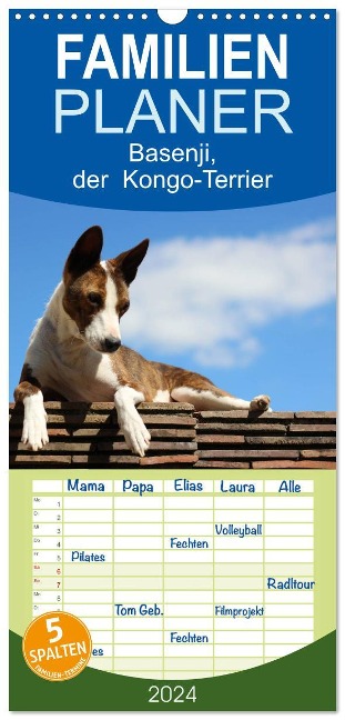 Familienplaner 2025 - Basenji, der Kongo-Terrier mit 5 Spalten (Wandkalender, 21 x 45 cm) CALVENDO - Petra Wobst