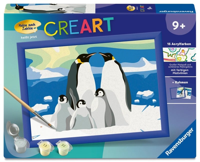 CreArt, Malen nach Zahlen Kinder - Pinguin-Familie - 
