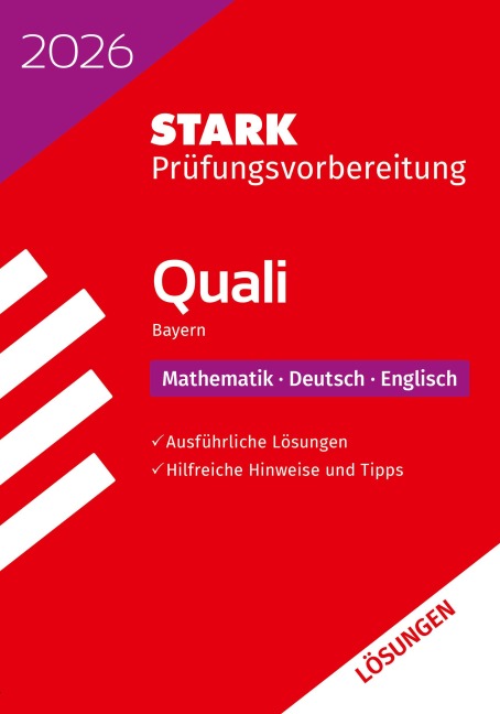 STARK Lösungen zu Mathematik, Deutsch, Englisch 9. Klasse - Quali Mittelschule 2026 Bayern - Prüfungsvorbereitung - 