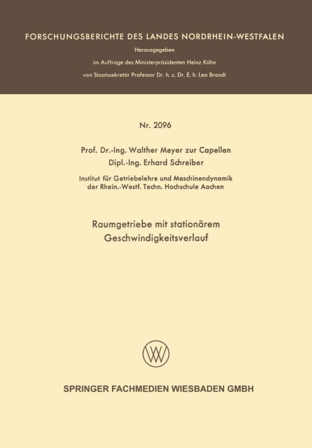 Raumgetriebe mit stationärem Geschwindigkeitsverlauf - Walther Meyer Capellen