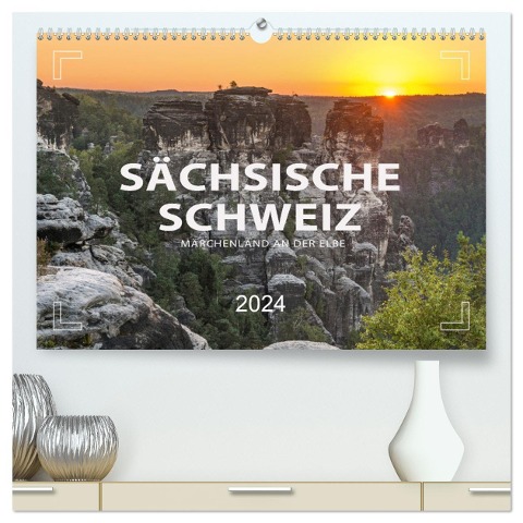 SÄCHSISCHE SCHWEIZ - Märchenland an der Elbe (hochwertiger Premium Wandkalender 2024 DIN A2 quer), Kunstdruck in Hochglanz - Mario Weigt