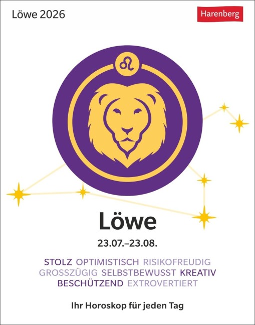 Löwe Sternzeichenkalender 2026 - Tagesabreißkalender - Ihr Horoskop für jeden Tag - Robert Satorius
