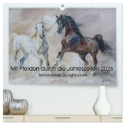Cover-Bild zum Titel 'Mit Pferden durch die Jahreszeiten - Pferdebilder in Öl und Aquarell (hochwertiger Premium Wandkalender 2026 DIN A2 quer), Kunstdruck in Hochglanz' von 'Zenon Aniszewski'