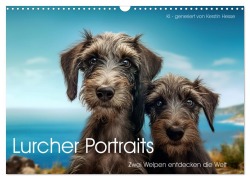 Lurcher Portraits - Zwei Welpen entdecken die Welt (Wandkalender 2026 DIN A3 quer), CALVENDO Monatskalender - Kerstin Hesse