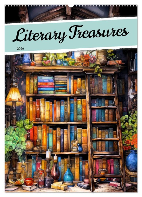 Literary Treasures (Wall Calendar 2026 DIN A2 portrait), CALVENDO 12 Month Wall Calendar - Justyna Jaszke JBJart