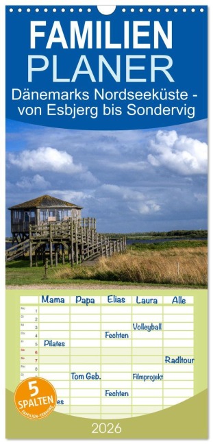 Familienplaner 2026 - Dänemarks Nordseeküste - von Esbjerg bis Sondervig mit 5 Spalten (Wandkalender, 21 x 45 cm) CALVENDO - Dieter W. Hack