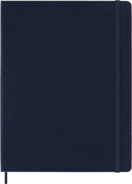 Moleskine 12 Monate Wochen Notizkalender 2026, XL, 1 Wo = 1 Seite, rechts linierte Seite, Fester Einband, Saphir - 