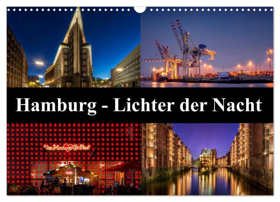 Hamburg - Lichter der Nacht (Wandkalender 2026 DIN A3 quer), CALVENDO Monatskalender - Carina Buchspies