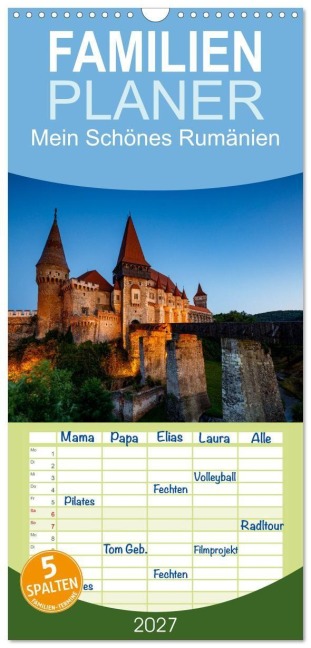 Familienplaner 2027 - Mein Schönes Rumänien mit 5 Spalten (Wandkalender, 21 x 45 cm) CALVENDO - Roland Brack