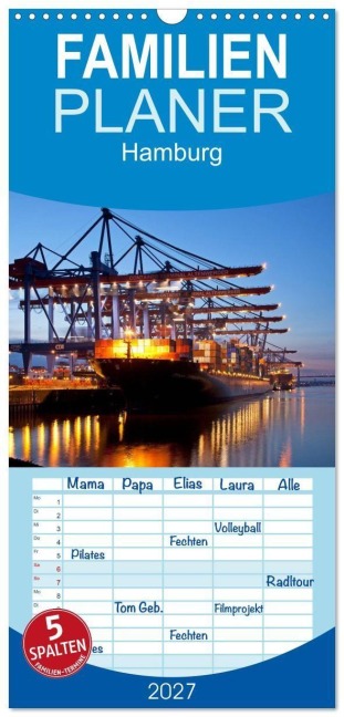 Familienplaner 2027 - Hamburg mit 5 Spalten (Wandkalender, 21 x 45 cm) CALVENDO - Siegfried Kuttig