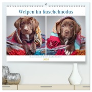 Cover-Bild zum Titel 'Welpen im Kuschelmodus - Herzerwärmende kleine Labrador Retriever (hochwertiger Premium Wandkalender 2026 DIN A2 quer), Kunstdruck in Hochglanz' von 'Fotodesign Verena Scholze'