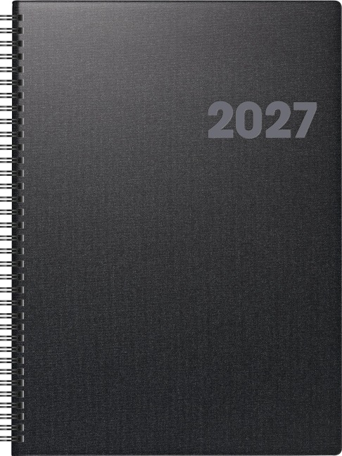 BRUNNEN 1076365907 Buchkalender Mod. 763 2027 A4, Kunststoff, vulkanschwarz - 