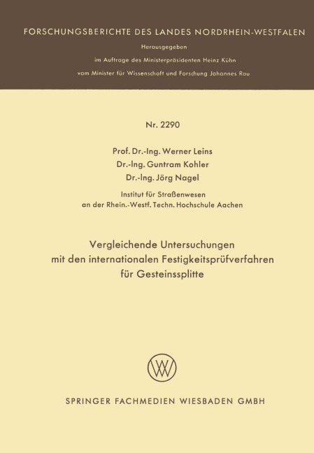 Vergleichende Untersuchungen mit den internationalen Festigkeitsprüfverfahren für Gesteinssplitte - Werner Leins