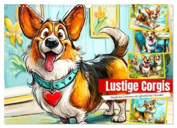 Lustige Corgis. Niedliche Cartoons von glücklichen Hunden (Wandkalender 2026 DIN A3 quer), CALVENDO Monatskalender - Rose Hurley