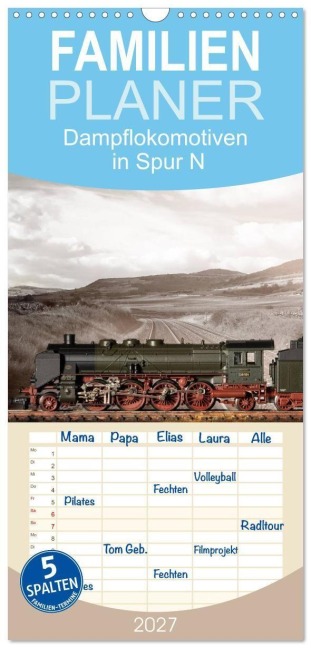 Familienplaner 2027 - Dampflokomotiven in Spur N mit 5 Spalten (Wandkalender, 21 x 45 cm) CALVENDO - Christian Ritter Fotografie