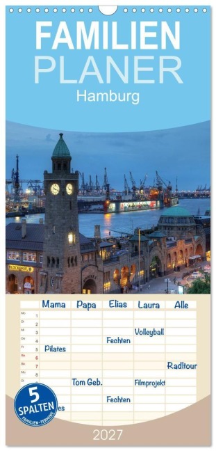 Familienplaner 2027 - Hamburg mit 5 Spalten (Wandkalender, 21 x 45 cm) CALVENDO - Joachim Hasche