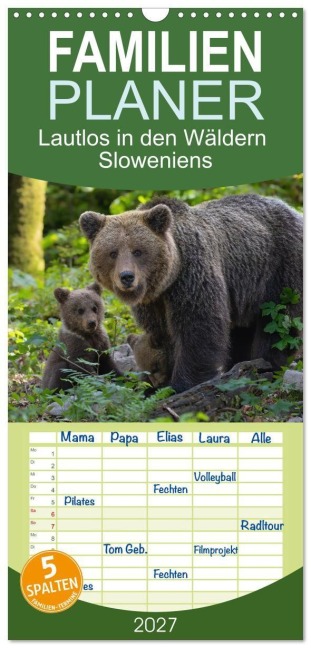 Familienplaner 2027 - Lautlos in den Wäldern Sloweniens mit 5 Spalten (Wandkalender, 21 x 45 cm) CALVENDO - Stephan Peyer