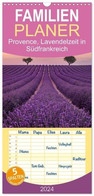 Familienplaner 2024 - Provence, Lavendelzeit in Südfrankreich mit 5 Spalten (Wandkalender, 21 x 45 cm) CALVENDO - Joana Kruse