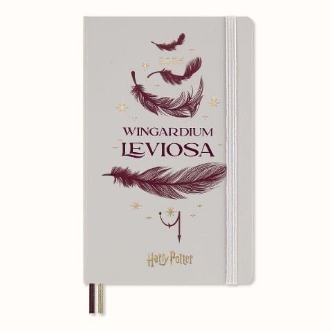 Moleskine Harry Potter Wingdarium 12 Monate Wochen Notizkalender 2025, L/A5, 1 Wo = 1 Seite, Rechts linierte Seite, Fester Einband, Grau - 