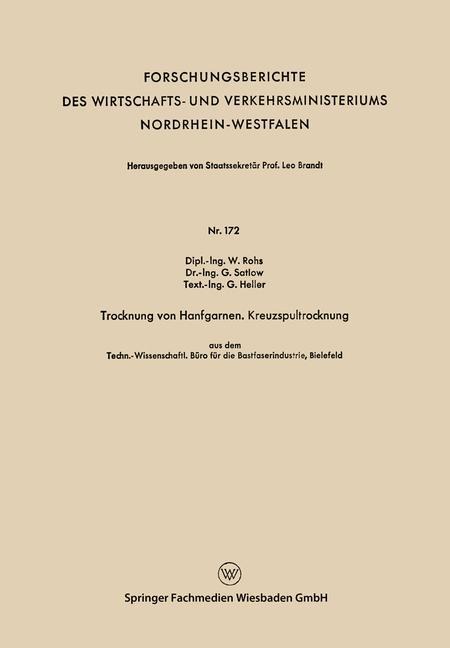 Trocknung von Hanfgarnen. Kreuzspultrocknung - Waldemar Rohs