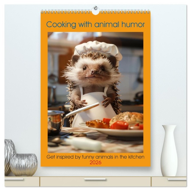 Cooking with animal humor (High Quality Premium Wall Calendar 2026 DIN A2 portrait),CALVENDO 12 Month Wall Calendar - Peter Ruebsamen
