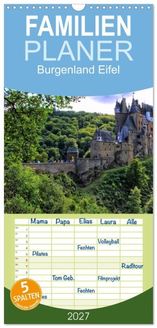 Familienplaner 2027 - Burgenland Eifel mit 5 Spalten (Wandkalender, 21 x 45 cm) CALVENDO - Arno Klatt