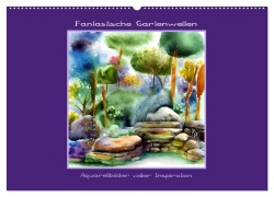 Cover-Bild zum Titel 'Fantastische Gartenwelten - Aquarellbilder voller Inspiration (Wandkalender 2026 DIN A2 quer), CALVENDO Monatskalender' von 'IssaBild IssaBild'