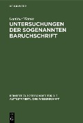 Cover-Bild zum Titel 'Untersuchungen der sogenannten Baruchschrift' von 'Gunther Wanke'