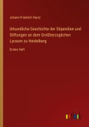 Cover-Bild zum Titel 'Urkundliche Geschichte der Stipendien und Stiftungen an dem Großherzoglichen Lyceum zu Heidelberg' von 'Johann Friedrich Hautz'