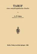 Cover-Bild zum Titel 'Tarif' von 'W. Spieß'