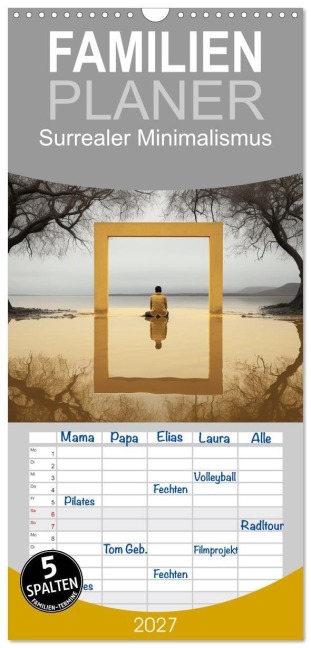 Familienplaner 2027 - Surrealer Minimalismus mit 5 Spalten (Wandkalender, 21 x 45 cm) CALVENDO - Cathrin Illgen