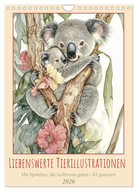 Liebenswerte Tierillustrationen (Wandkalender 2026 DIN A4 hoch), CALVENDO Monatskalender - Cathrin Illgen