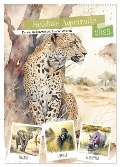 Schöne Aquarelle. Darstellungen von Afrikas Wildtieren (Wandkalender 2025 DIN A2 hoch), CALVENDO Monatskalender - Rose Hurley