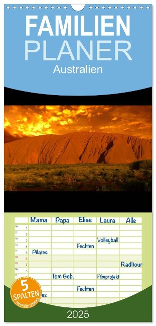 Familienplaner 2025 - Australien mit 5 Spalten (Wandkalender, 21 x 45 cm) CALVENDO - Marcel Mende