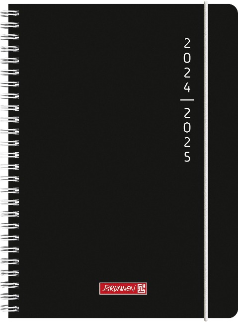 Schülerkalender 2024/2025 "Plain Black", 2 Seiten = 1 Woche, A5, 208 Seiten, schwarz - 