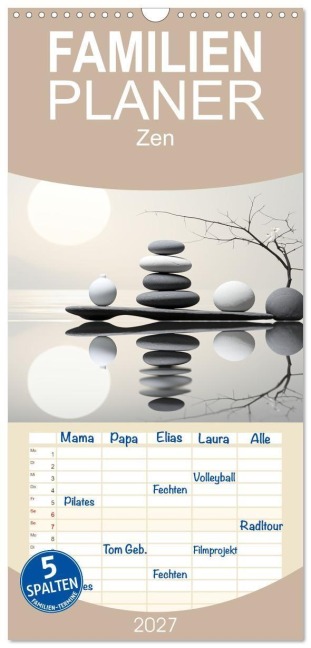 Familienplaner 2027 - Zen mit 5 Spalten (Wandkalender, 21 x 45 cm) CALVENDO - Cathrin Illgen