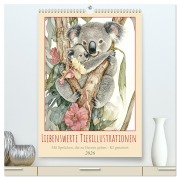 Liebenswerte Tierillustrationen (hochwertiger Premium Wandkalender 2026 DIN A2 hoch), Kunstdruck in Hochglanz - Cathrin Illgen