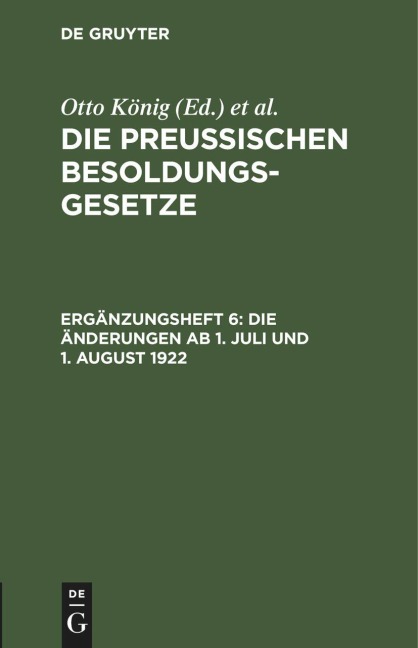 Die Änderungen ab 1. Juli und 1. August 1922 - 