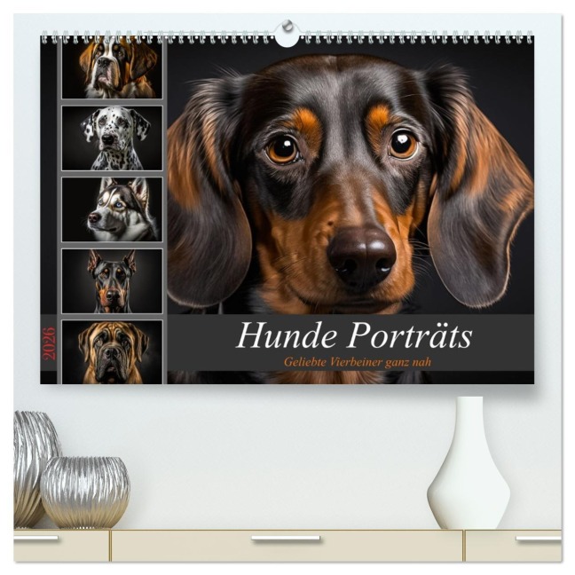 Hunde Porträts (hochwertiger Premium Wandkalender 2026 DIN A2 quer), Kunstdruck in Hochglanz - Dirk Meutzner