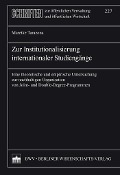 Cover-Bild zum Titel 'Zur Institutionalisierung internationaler Studiengänge' von 'Mareike Tarazona'