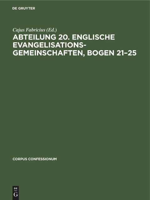 Abteilung 20. Englische Evangelisationsgemeinschaften, Bogen 21-25 - 